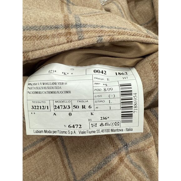 Luigi Bianchi Mantova Sartoria Mens Wool Cashmere Silk Plaid Blazer Jacket 50 - Picture 9 of 10